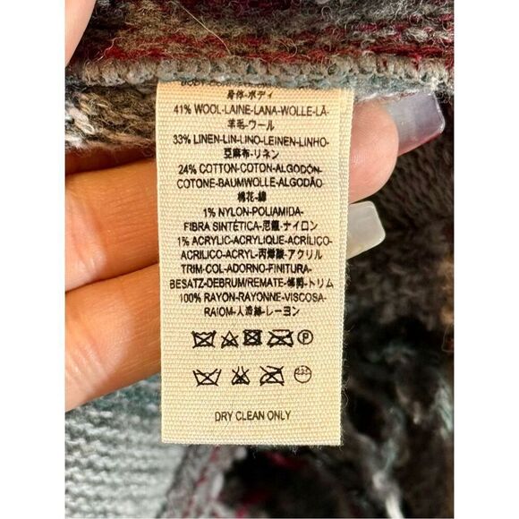 Free People Wool Women’s XS/S Cardigan Striped Blanket Poncho With Fringe & Pock - Picture 9 of 11